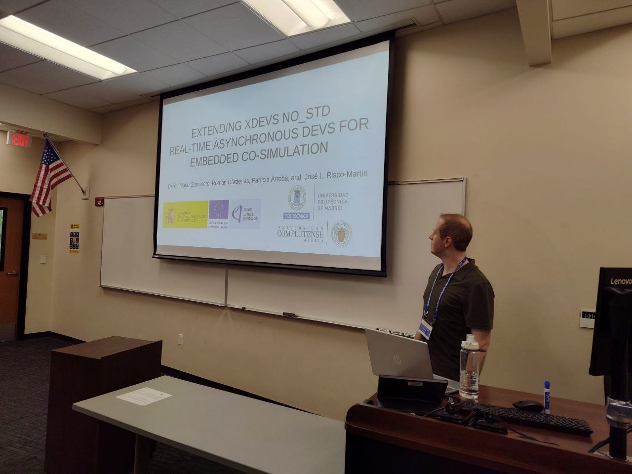 Daniel Muñiz during the presentation of “EXTENDING XDEVS NO_STD: REAL-TIME ASYNCHRONOUS DEVS FOR EMBEDDED CO-SIMULATION”